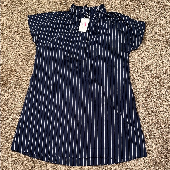 Caryn Lawn Dresses & Skirts - Caryn Lawn Navy Striped Midi Dress